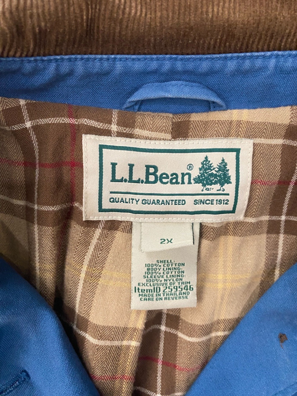 LL Bean Chore Barn Coat Jacket Womens Plus 2X Baby Blue Corduroy Trim VTG - Picture 4 of 8